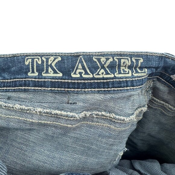 TK Axel Slim Boot Cut Blue Denim Jeans Mens Size 34x31.5 Classic Fit Durable Mat - Picture 3 of 9